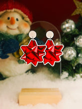 Load image into Gallery viewer, Red Gift Bow Earrings
