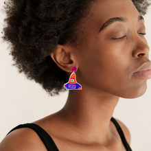 Load image into Gallery viewer, A woman turned to the side wearing earrings that have patrick star with a sweater that say "mom come pick me up i'm scared"
