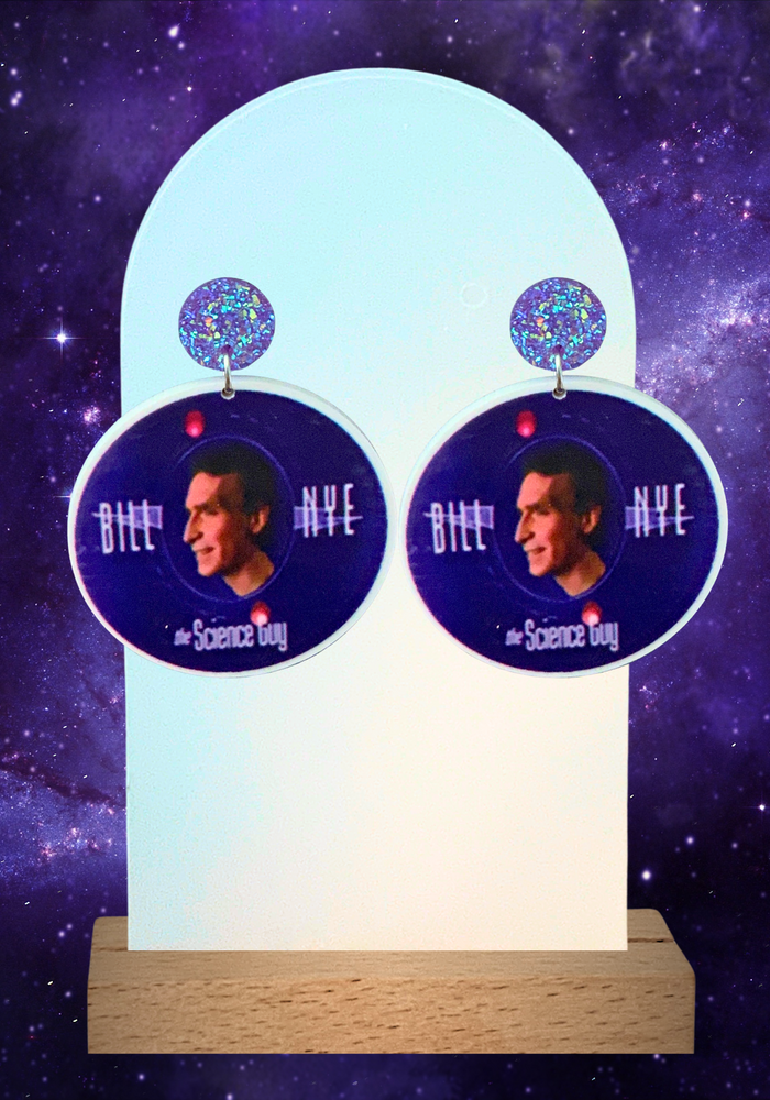 Bill Nye the Science Guy' Logo Earrings – Celebrate your love for science and nostalgia with these vibrant earrings, inspired by the unforgettable TV show