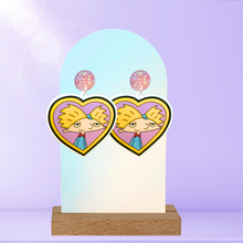 Load image into Gallery viewer, Helga’s Secret Love’ Locket Earrings – Featuring Arnold from Hey Arnold!, these nostalgic earrings capture the essence of young love and cartoon crushes