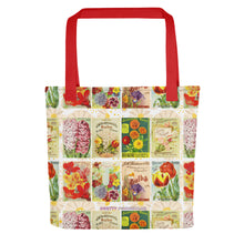 Load image into Gallery viewer, Vintage Floral Seed Packets Tote Bag