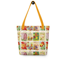 Load image into Gallery viewer, Vintage Floral Seed Packets Tote Bag