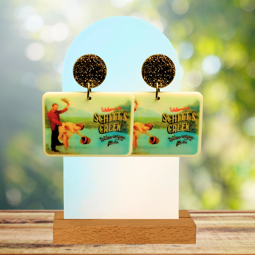 Schmitt Creek town billboard earrings