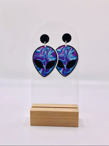 Holographic Alien Earrings