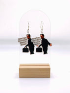 'How's My Favorite Branch?' Ryan Howard quote earrings from 'The Office', featuring lightweight design and hypoallergenic hooks, perfect for fans and collectors.
