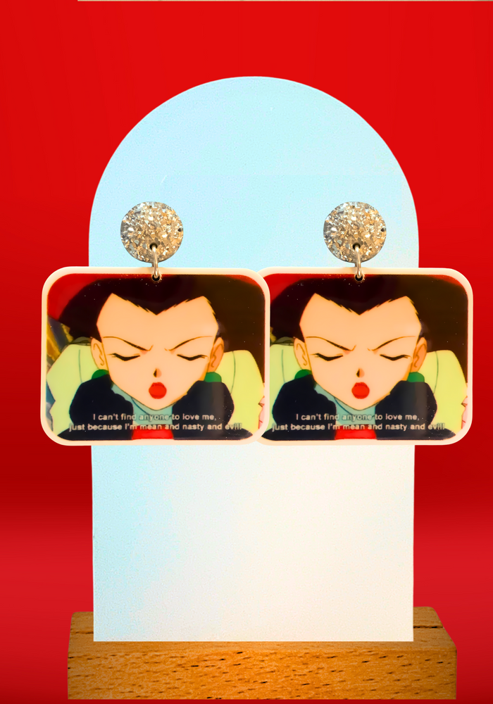 Earrings featuring Jessie from Team Rocket with the quote 