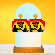 Kenan and Kel earrings on a yellow background