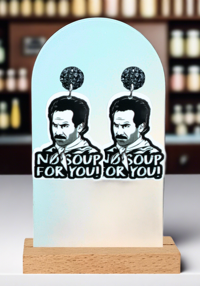 No Soup For You!' Seinfeld Earrings, featuring the 