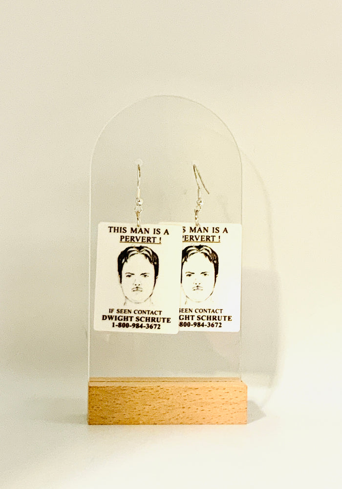Dwight Schrute 'Pervert Alert' Poster Earrings - Hypoallergenic and Nickel-Free The Office Memorabilia