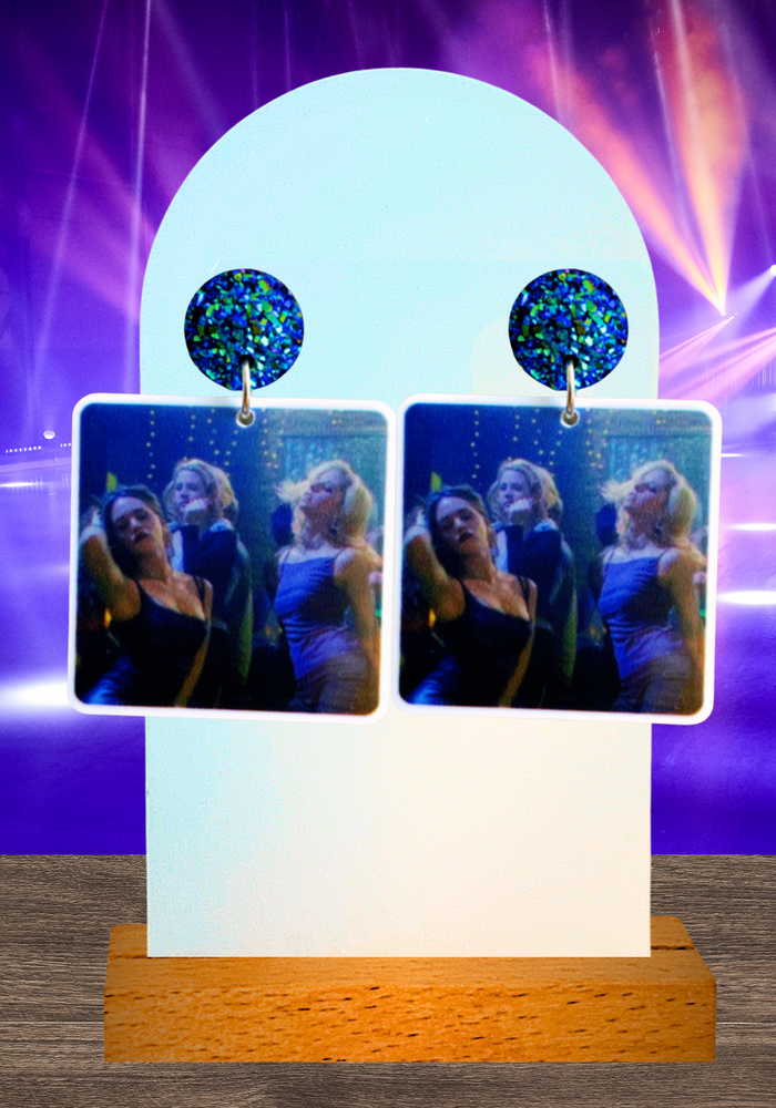 Buffy the Vampire Slayer earrings featuring Buffy and Faith dancing