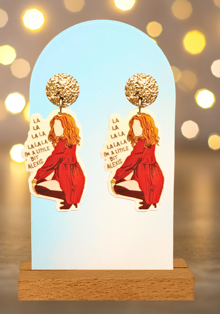 Earrings that feature Alexis Rose from A Little Bit Alexis