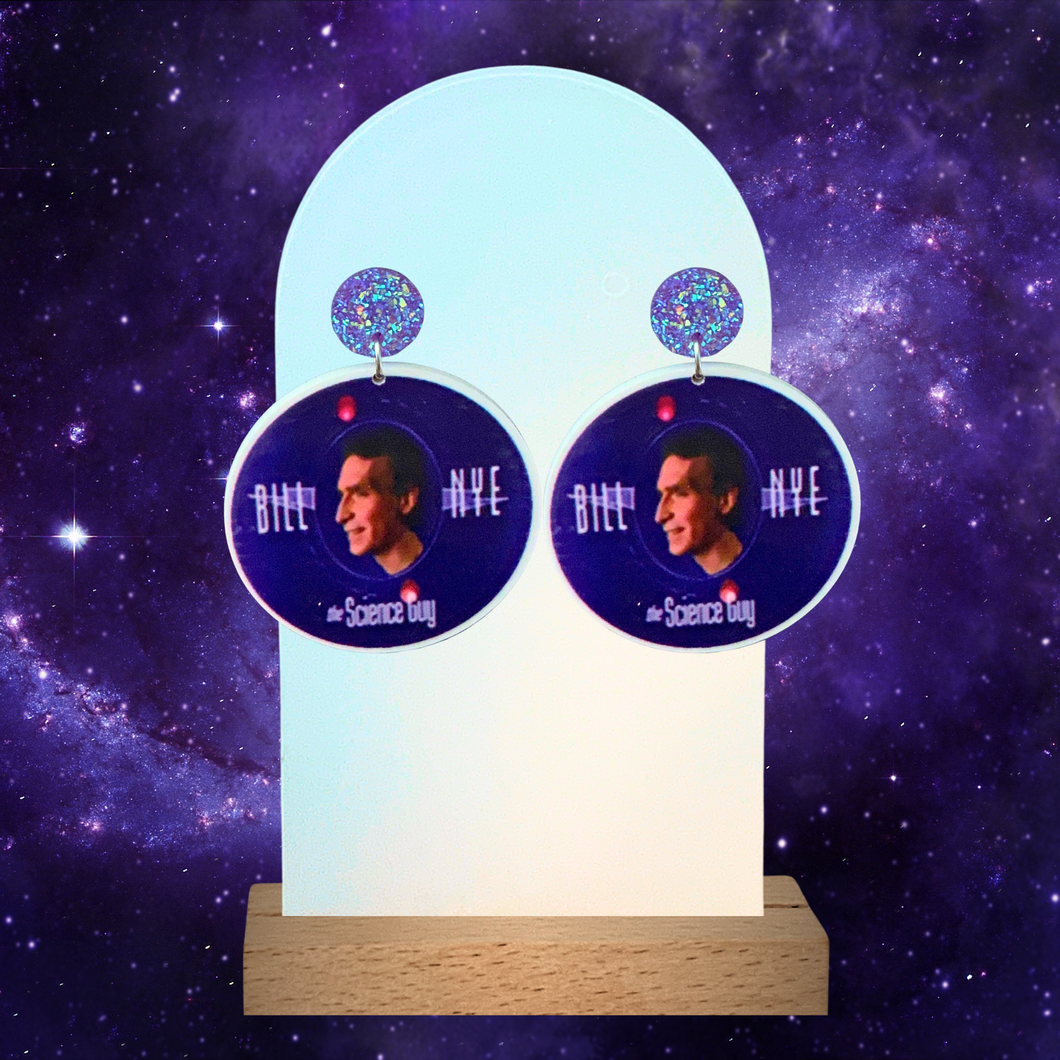 Bill Nye the Science Guy' Logo Earrings – Celebrate your love for science and nostalgia with these vibrant earrings, inspired by the unforgettable TV show