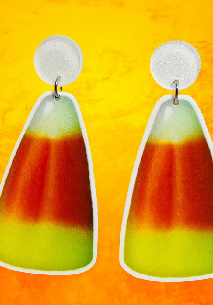 Candy Corn Craze Earrings - cute and colorful Halloween-themed jewelry perfect for celebrating the spooky season