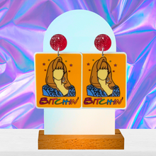 Load image into Gallery viewer, Earrings featuring Friends Rachel Green&#39;s 80s hairstyle that says &quot;Bitchin&quot;
