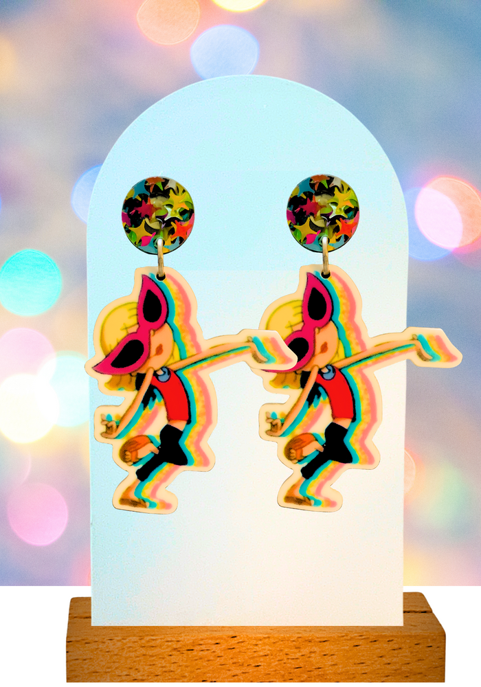 Lizzie Mcguire cartoon with rainbow glitter and sparkles posing