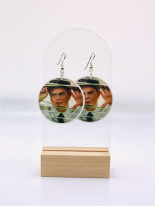 Dwight Schrute Peeking Through Blinds Earrings from The Office, capturing his iconic surveillance moment in detailed craftsmanship