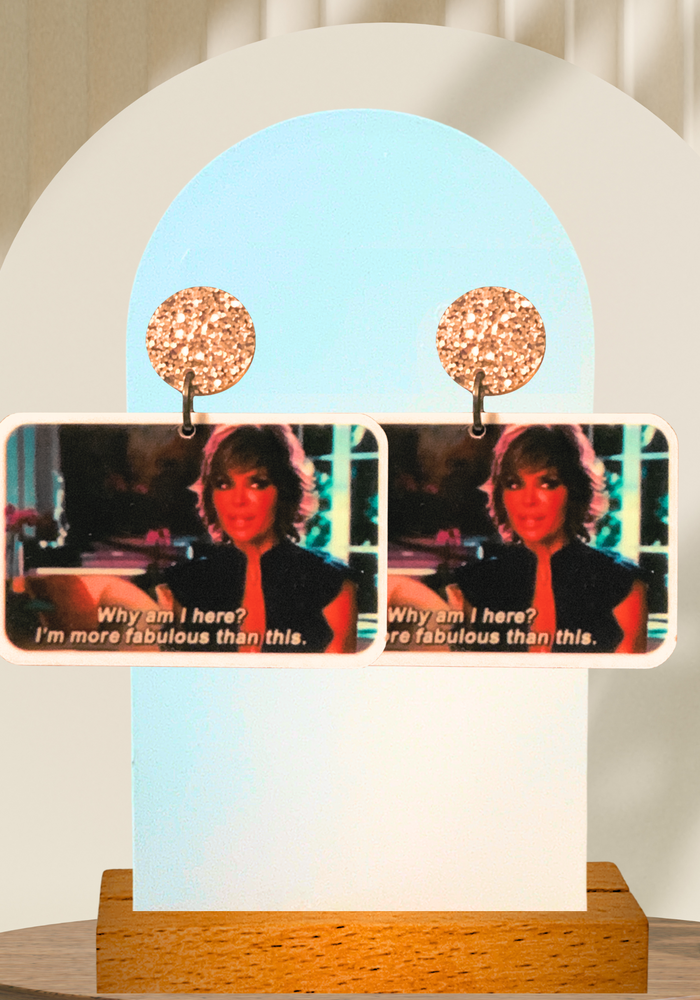 Earrings featuring Lisa Rinna with the quote 