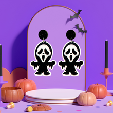 Load image into Gallery viewer, Cute cartoon Ghostface earrings from the Scream movie, perfect for fans of horror and unique Halloween accessories.
