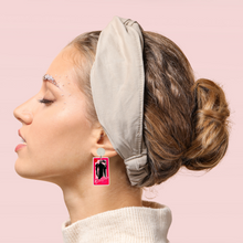 Load image into Gallery viewer, Earrings featuring Ghostface from Scream in a Barbie box, with a phone, knife, and VHS accessories, perfect for horror movie and Barbie fans looking for unique Halloween accessories
