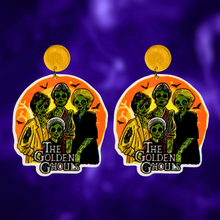 Load image into Gallery viewer, Earrings featuring the Golden Girls as zombies, titled &#39;Golden Ghouls,&#39; perfect for fans of the show and quirky Halloween accessories.
