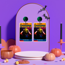 Load image into Gallery viewer, Earrings featuring the Goosebumps &#39;Haunted Mask&#39; book cover, perfect for fans of the iconic R.L. Stine series and nostalgic Halloween style.
