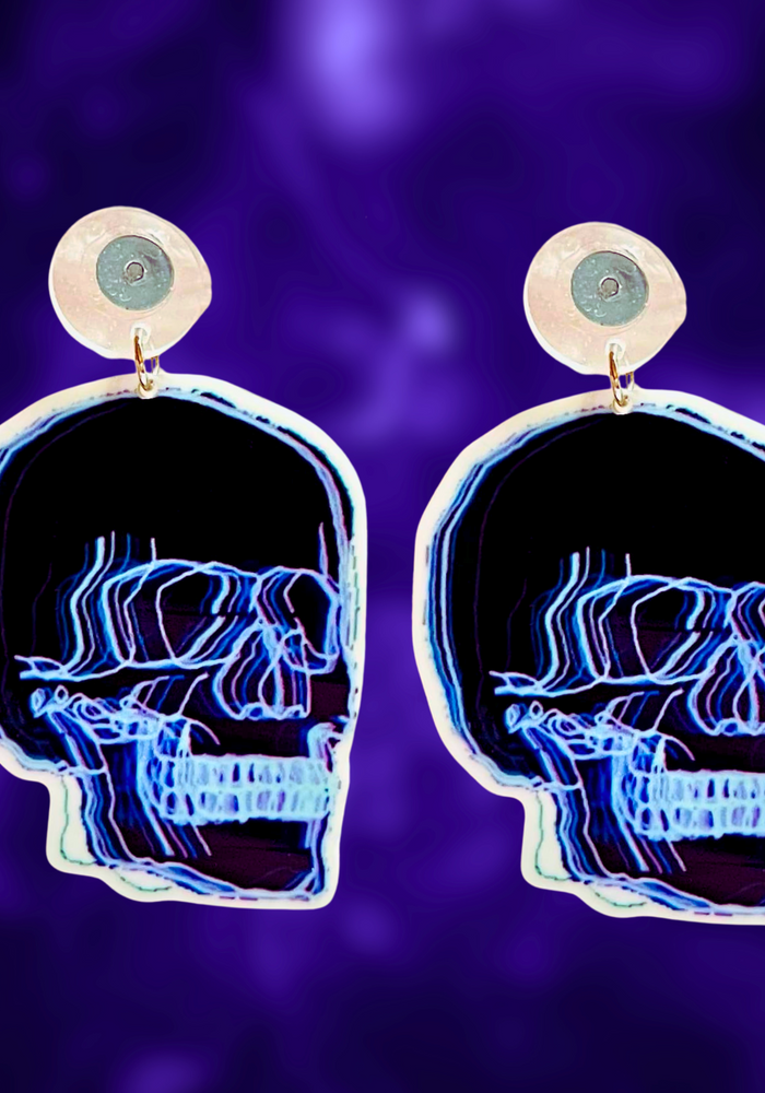 Neon Skull Earrings for a bold, glowing look, ideal for everyday edgy fashion or standing out at festivals