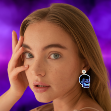 Load image into Gallery viewer, Neon Skull Earrings for a bold, glowing look, ideal for everyday edgy fashion or standing out at festivals
