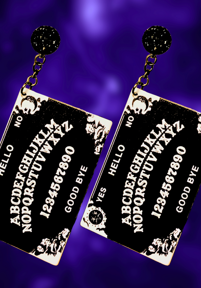 Large Ouija Board earrings, perfect for fans of the supernatural and unique Halloween accessories