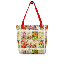 Load image into Gallery viewer, Vintage Floral Seed Packets Tote Bag
