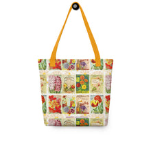 Load image into Gallery viewer, Vintage Floral Seed Packets Tote Bag
