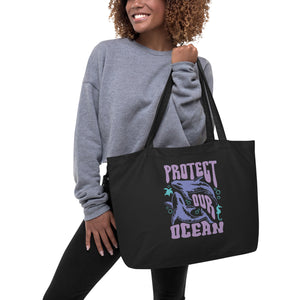 ‘Protect the Ocean’ Reversible Large Organic Tote Bag