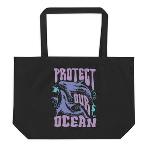 ‘Protect the Ocean’ Reversible Large Organic Tote Bag