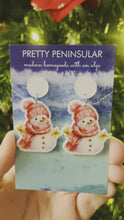 Load and play video in Gallery viewer, Cozy Snowman Earrings
